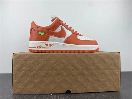 ZipUp Luis Vitton Nike Air Force 1 Low By Virgil Abloh White Orange 5140