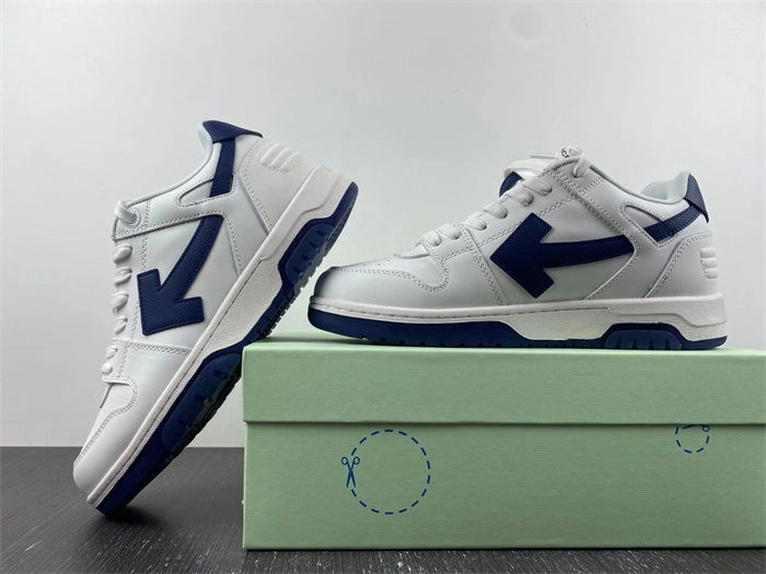 OFF-WHITE Out Of Office OOO Low Tops White White Navy Blue OMIA189F22LEA Flexible 3112